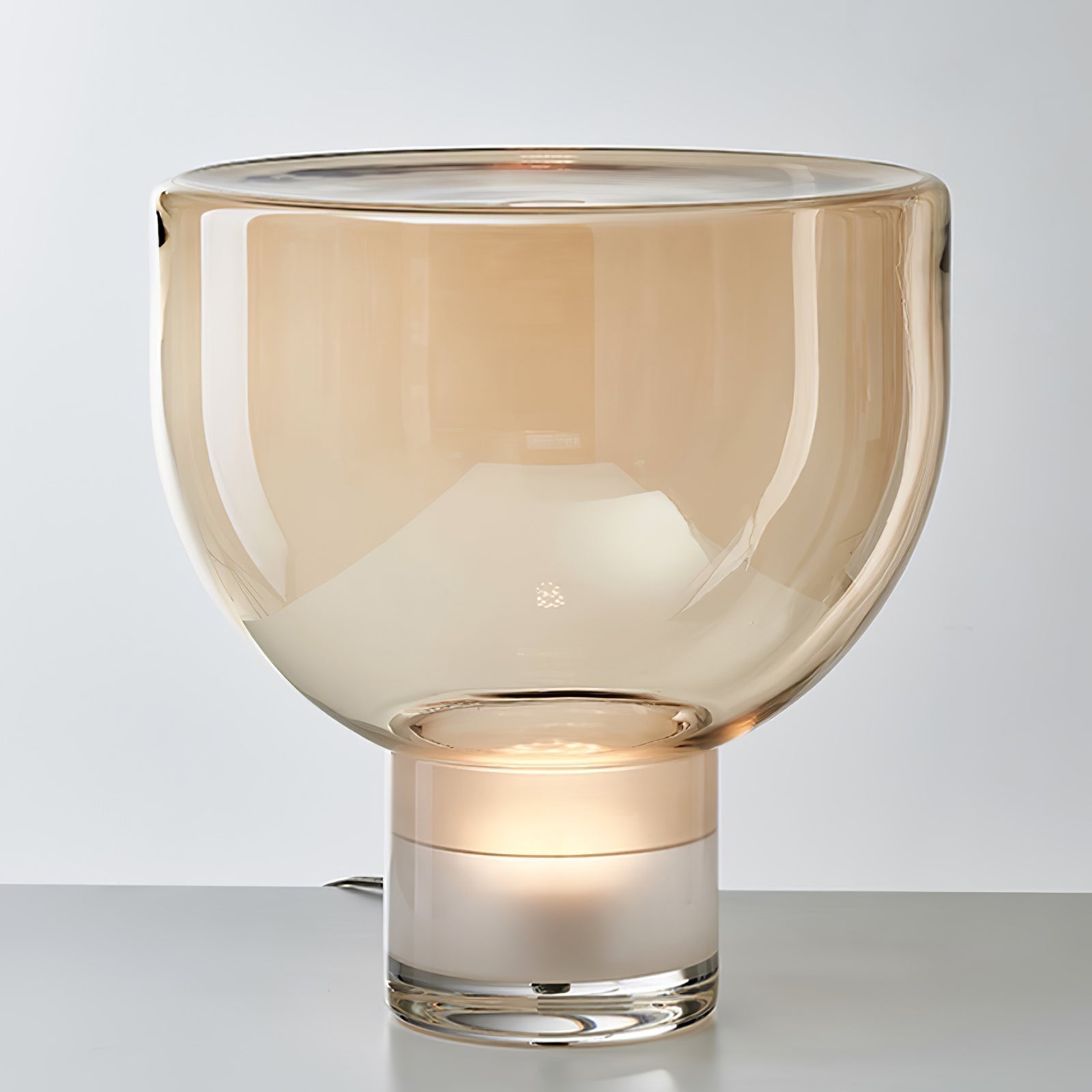 Modern Glass Cone Diffuser Table Lamp Elegant Ambient Desk Lighting for Bedroom and Living Room