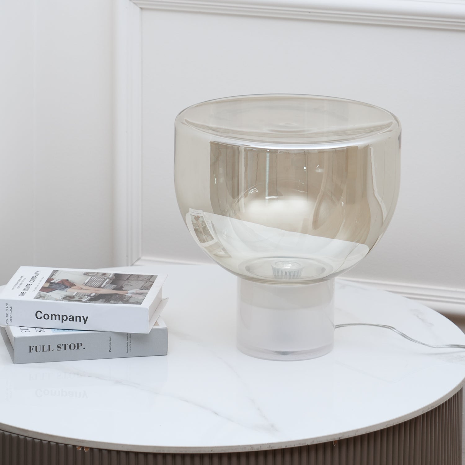 Modern Glass Cone Diffuser Table Lamp Elegant Ambient Desk Lighting for Bedroom and Living Room