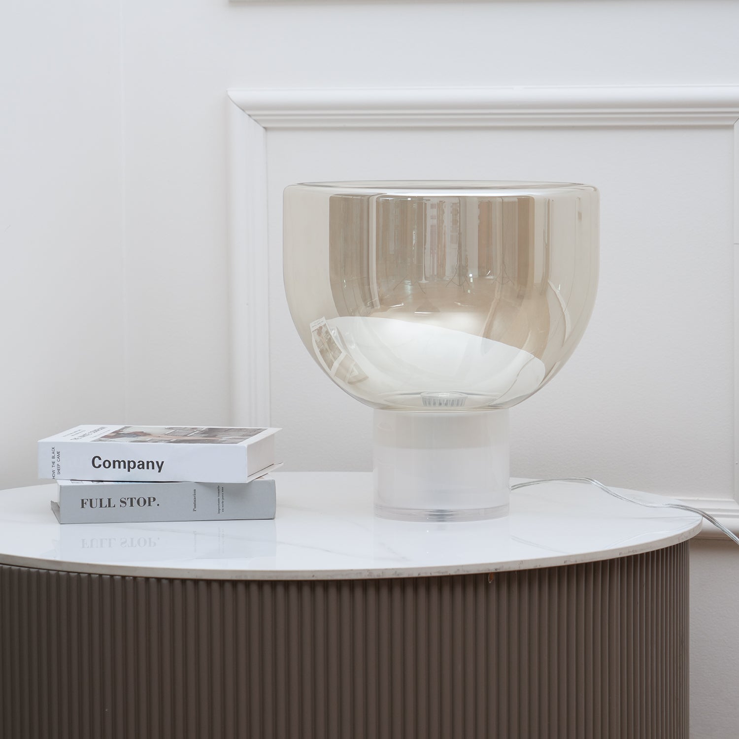 Modern Glass Cone Diffuser Table Lamp Elegant Ambient Desk Lighting for Bedroom and Living Room