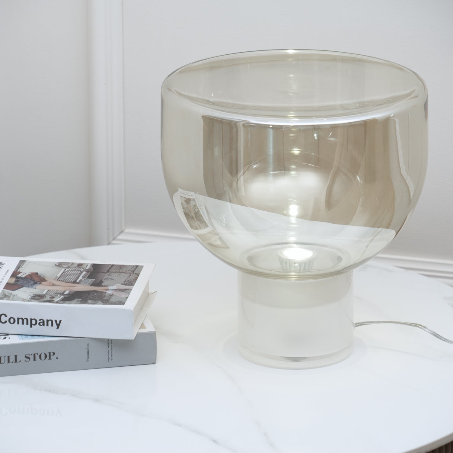 Modern Glass Cone Diffuser Table Lamp Elegant Ambient Desk Lighting for Bedroom and Living Room
