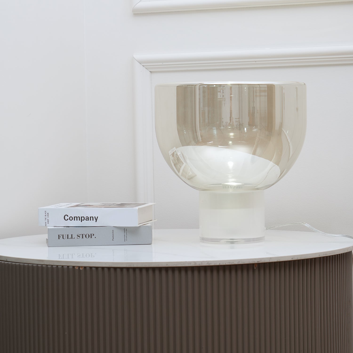 Modern Glass Cone Diffuser Table Lamp Elegant Ambient Desk Lighting for Bedroom and Living Room