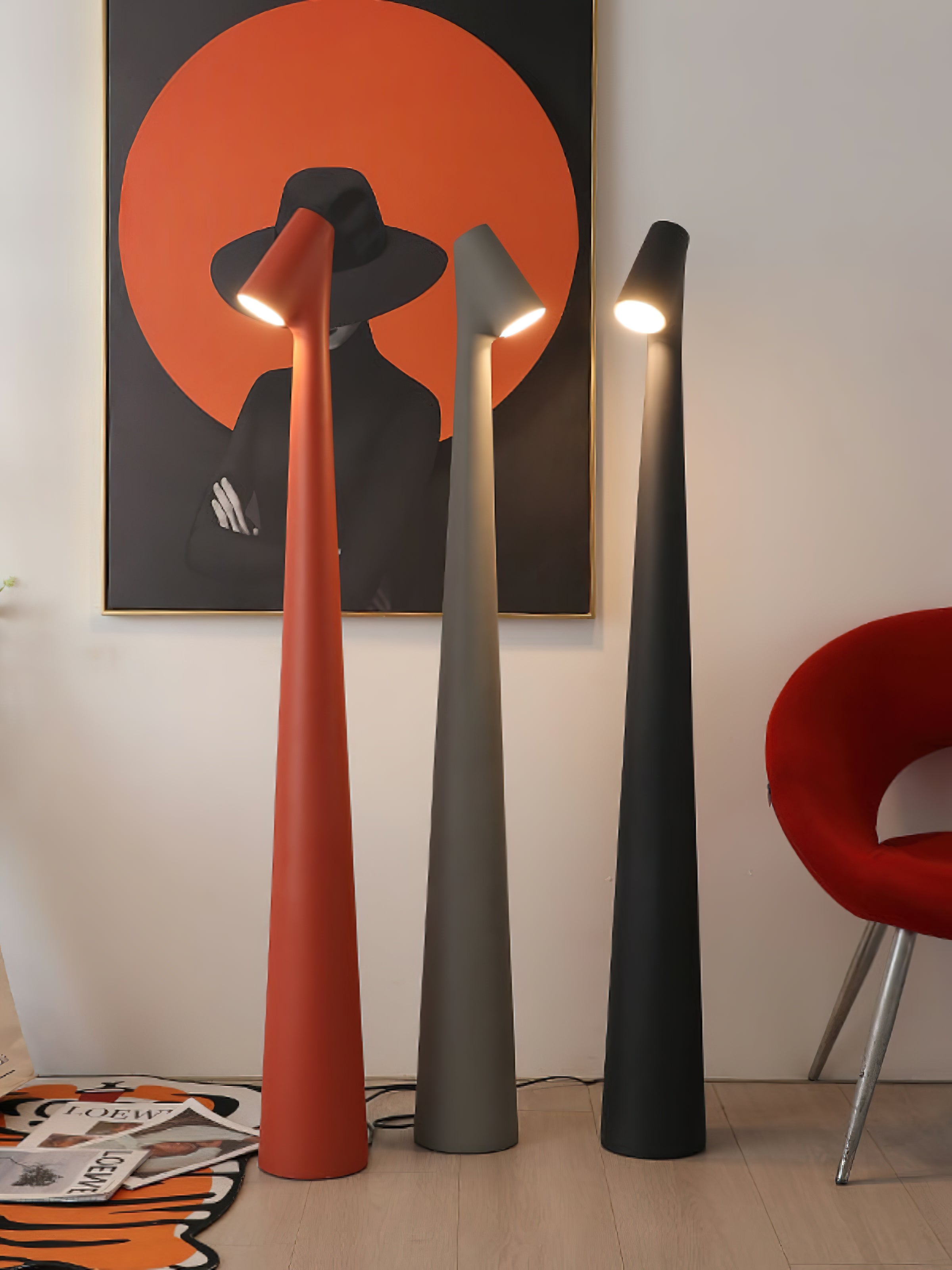 Geometric Resin Floor Lamp Minimalist Reading Light for Modern Interiors