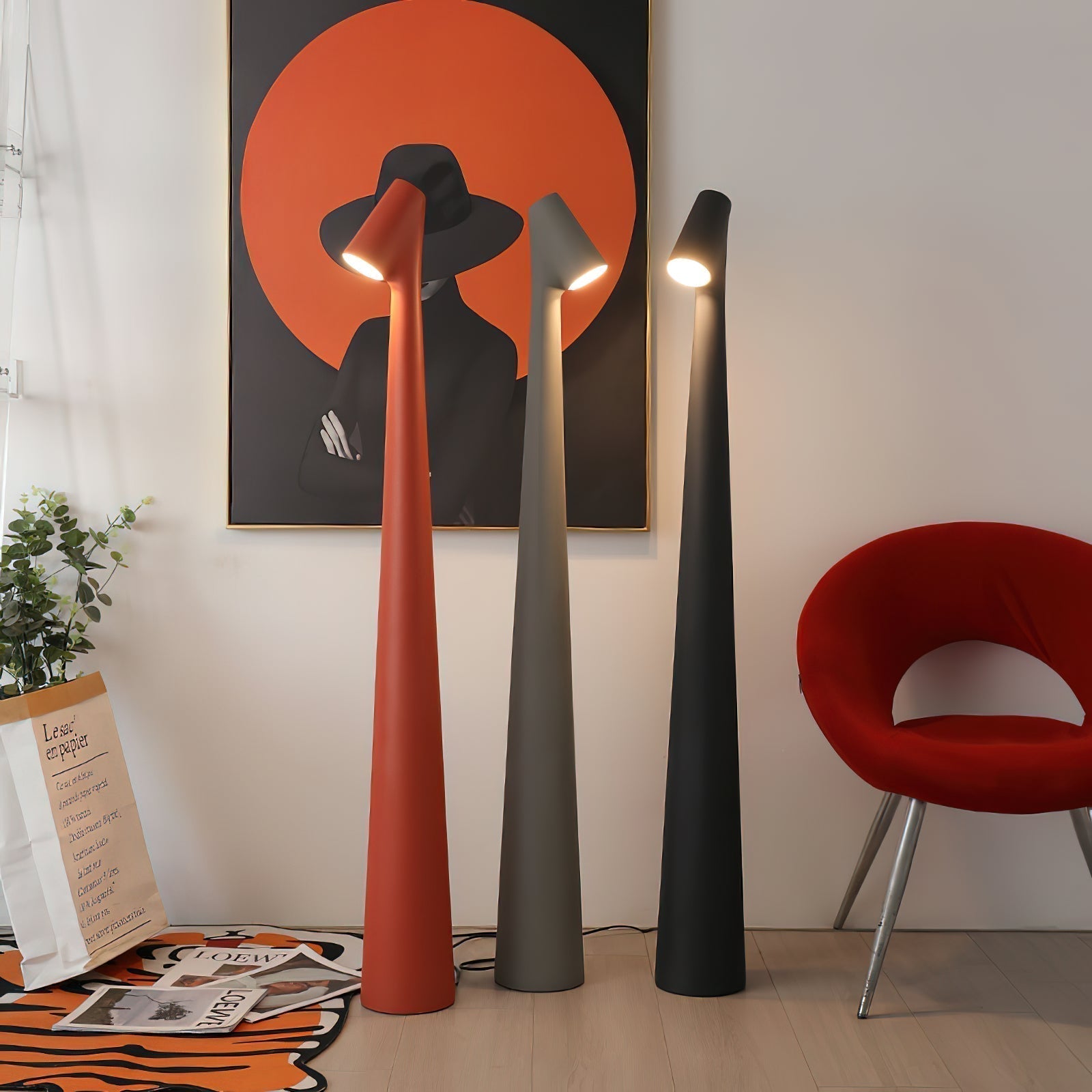 Geometric Resin Floor Lamp Minimalist Reading Light for Modern Interiors