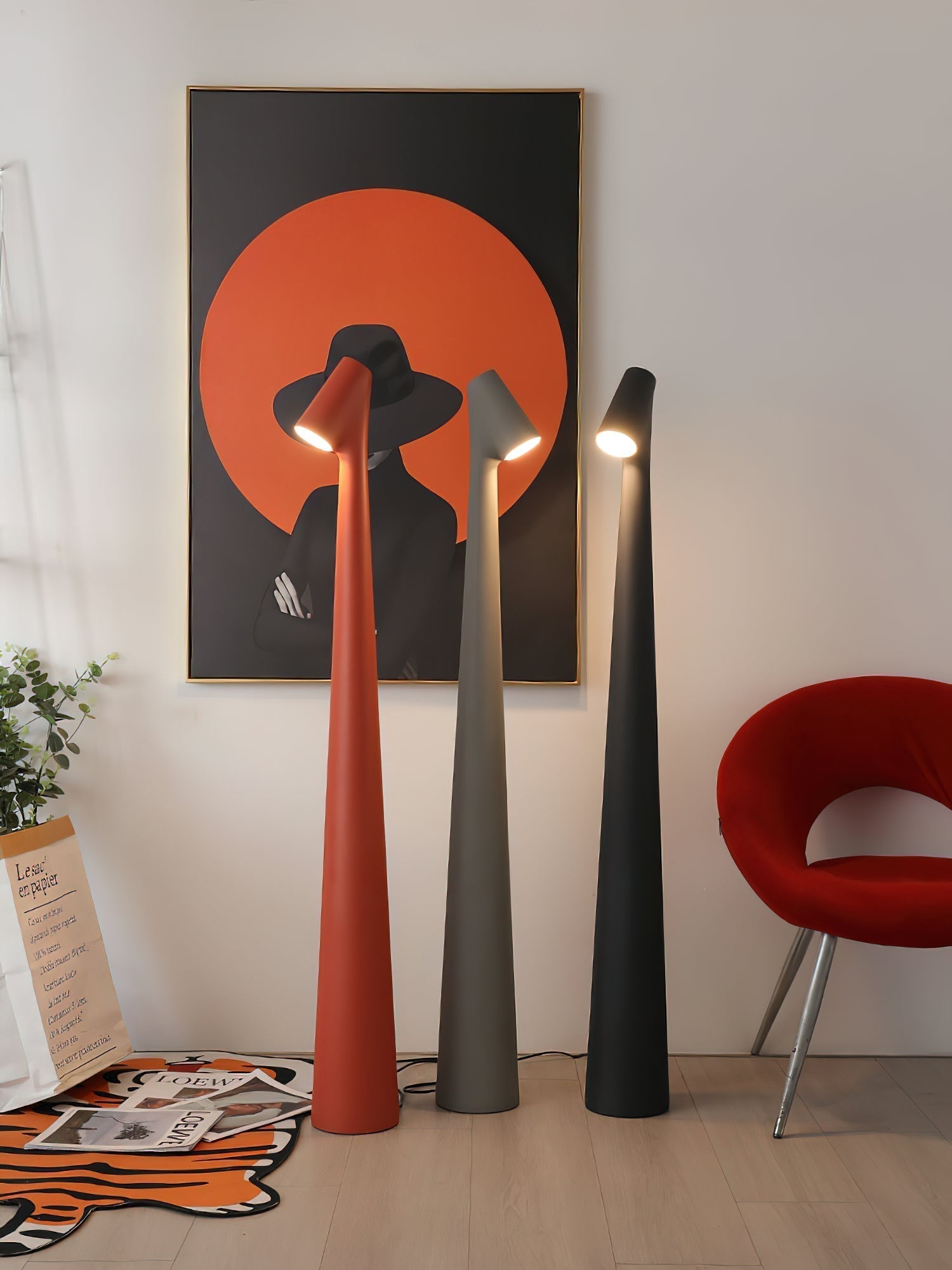 Geometric Resin Floor Lamp Minimalist Reading Light for Modern Interiors