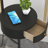 Agueda Modern Standing Floor Lamp with Integrated Wood Side Table and Marble Base
