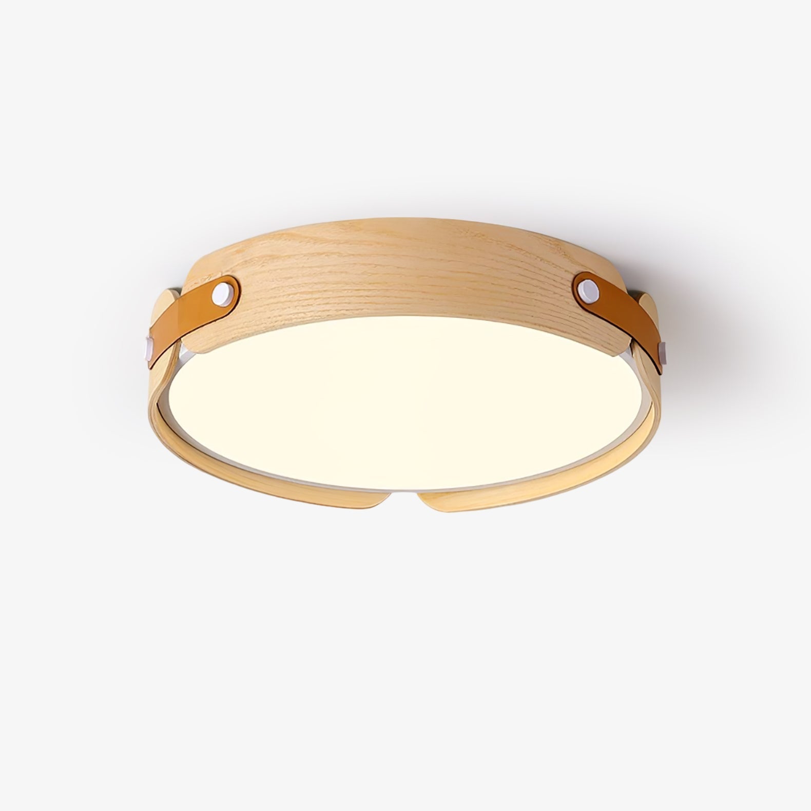 Modern Natural Wood LED Flush Mount Ceiling Light Fixture with Wabi Sabi Minimalist Design