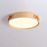 Modern Natural Wood LED Flush Mount Ceiling Light Fixture with Wabi Sabi Minimalist Design