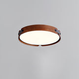 Modern Natural Wood LED Flush Mount Ceiling Light Fixture with Wabi Sabi Minimalist Design