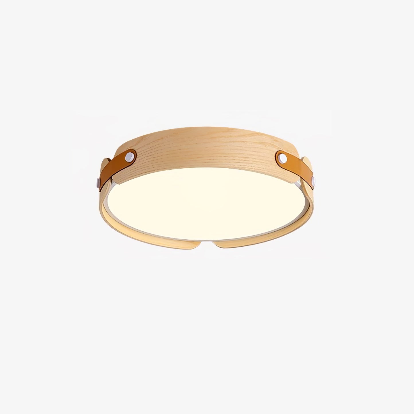 Modern Natural Wood LED Flush Mount Ceiling Light Fixture with Wabi Sabi Minimalist Design