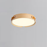 Modern Natural Wood LED Flush Mount Ceiling Light Fixture with Wabi Sabi Minimalist Design