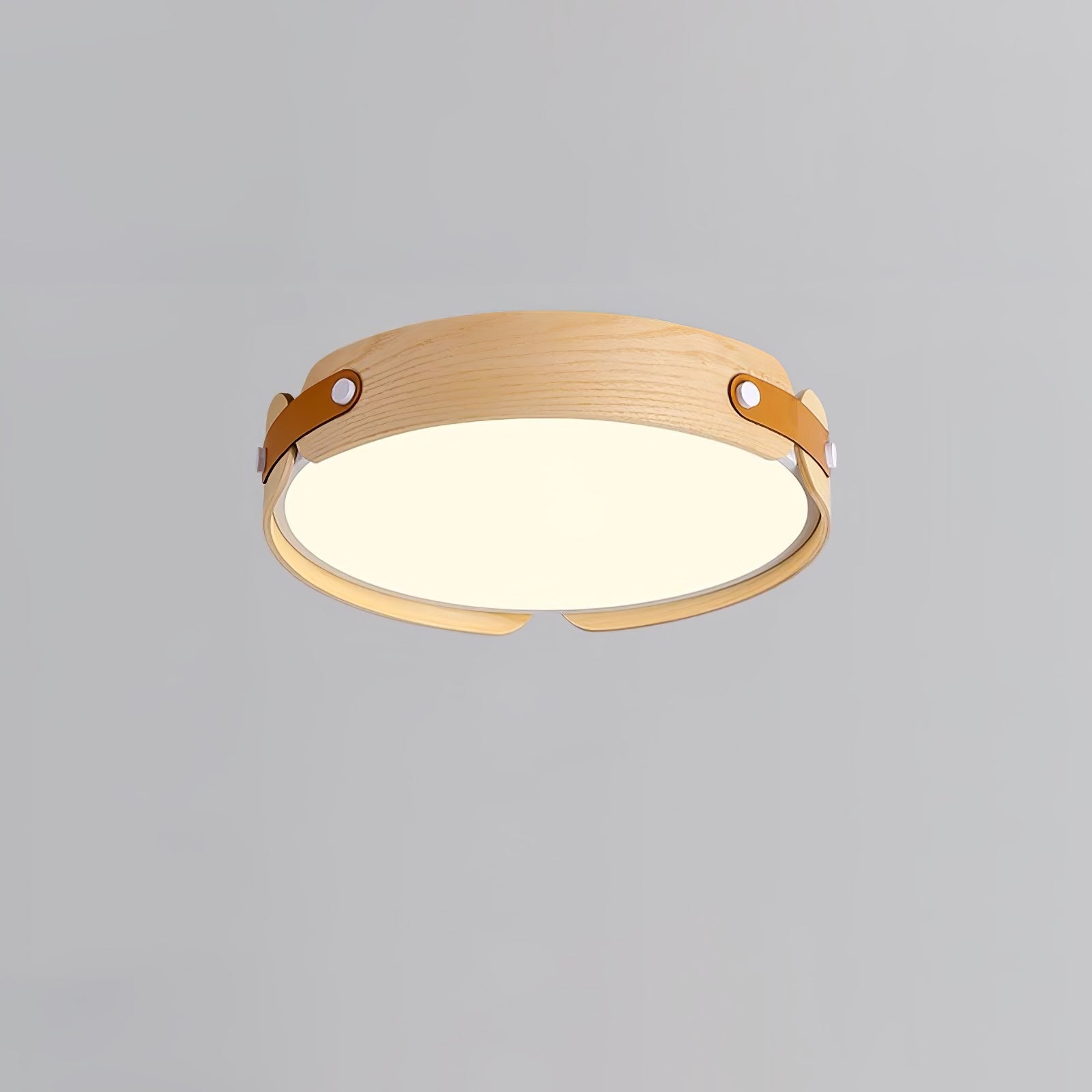 Modern Natural Wood LED Flush Mount Ceiling Light Fixture with Wabi Sabi Minimalist Design