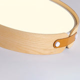 Modern Natural Wood LED Flush Mount Ceiling Light Fixture with Wabi Sabi Minimalist Design