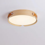 Modern Natural Wood LED Flush Mount Ceiling Light Fixture with Wabi Sabi Minimalist Design