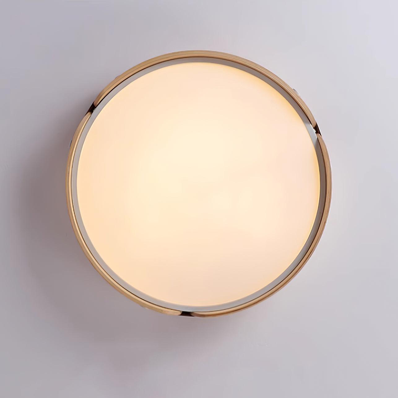 Modern Natural Wood LED Flush Mount Ceiling Light Fixture with Wabi Sabi Minimalist Design