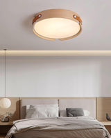 Modern Natural Wood LED Flush Mount Ceiling Light Fixture with Wabi Sabi Minimalist Design