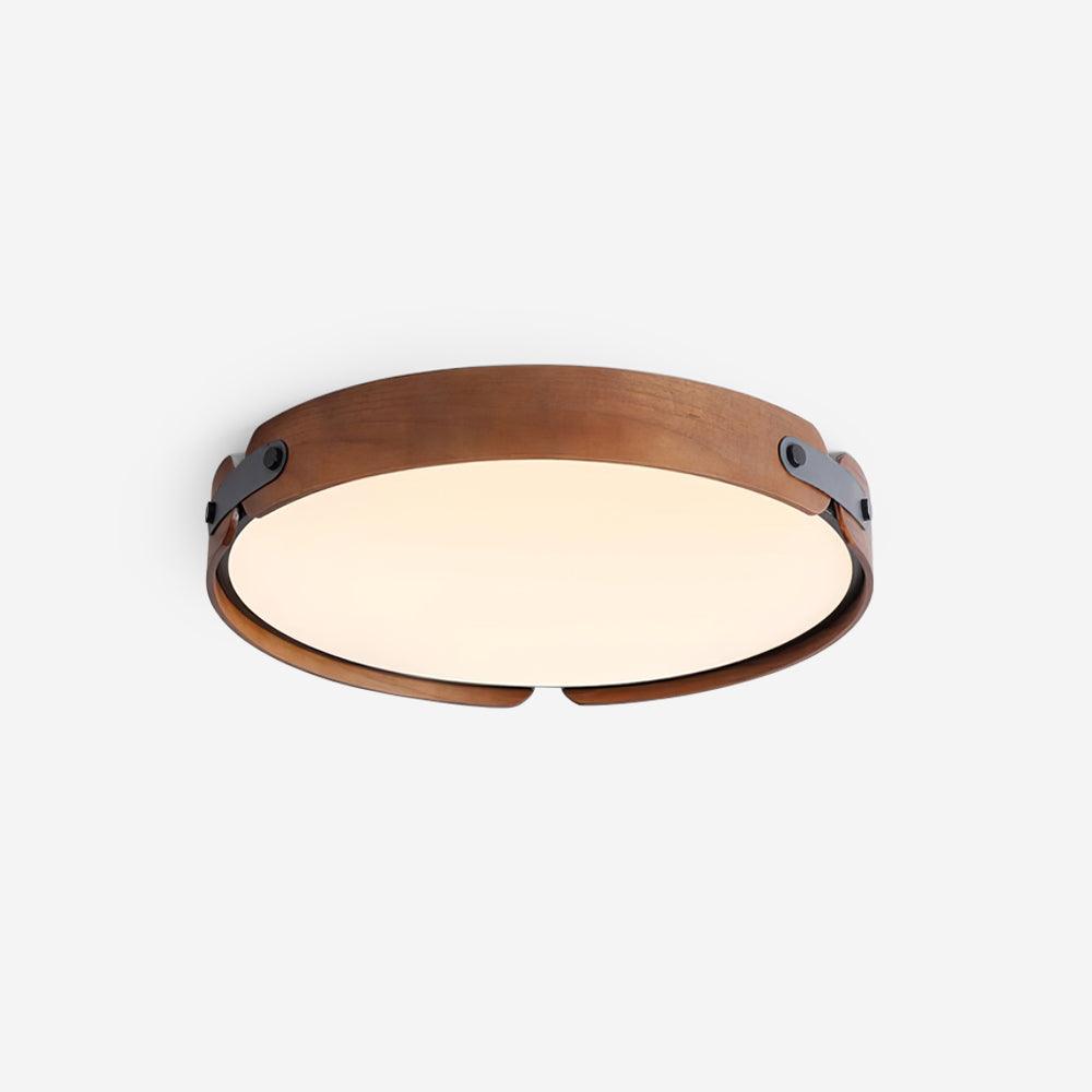 Modern Natural Wood LED Flush Mount Ceiling Light Fixture with Wabi Sabi Minimalist Design