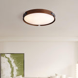 Modern Natural Wood LED Flush Mount Ceiling Light Fixture with Wabi Sabi Minimalist Design