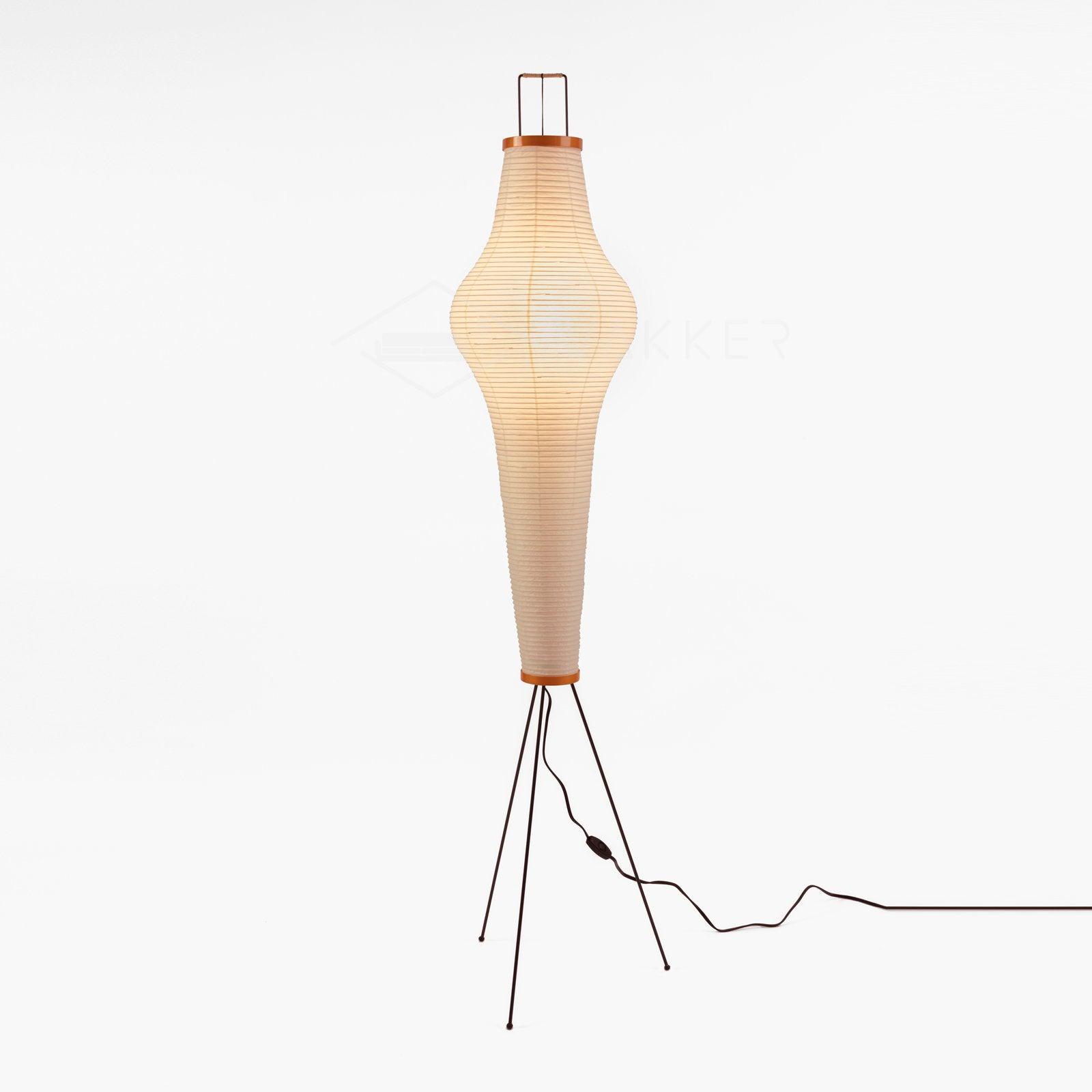 Japanese Rice Paper Floor Lamp Sculptural Mulberry Paper Standing Lantern Lighting
