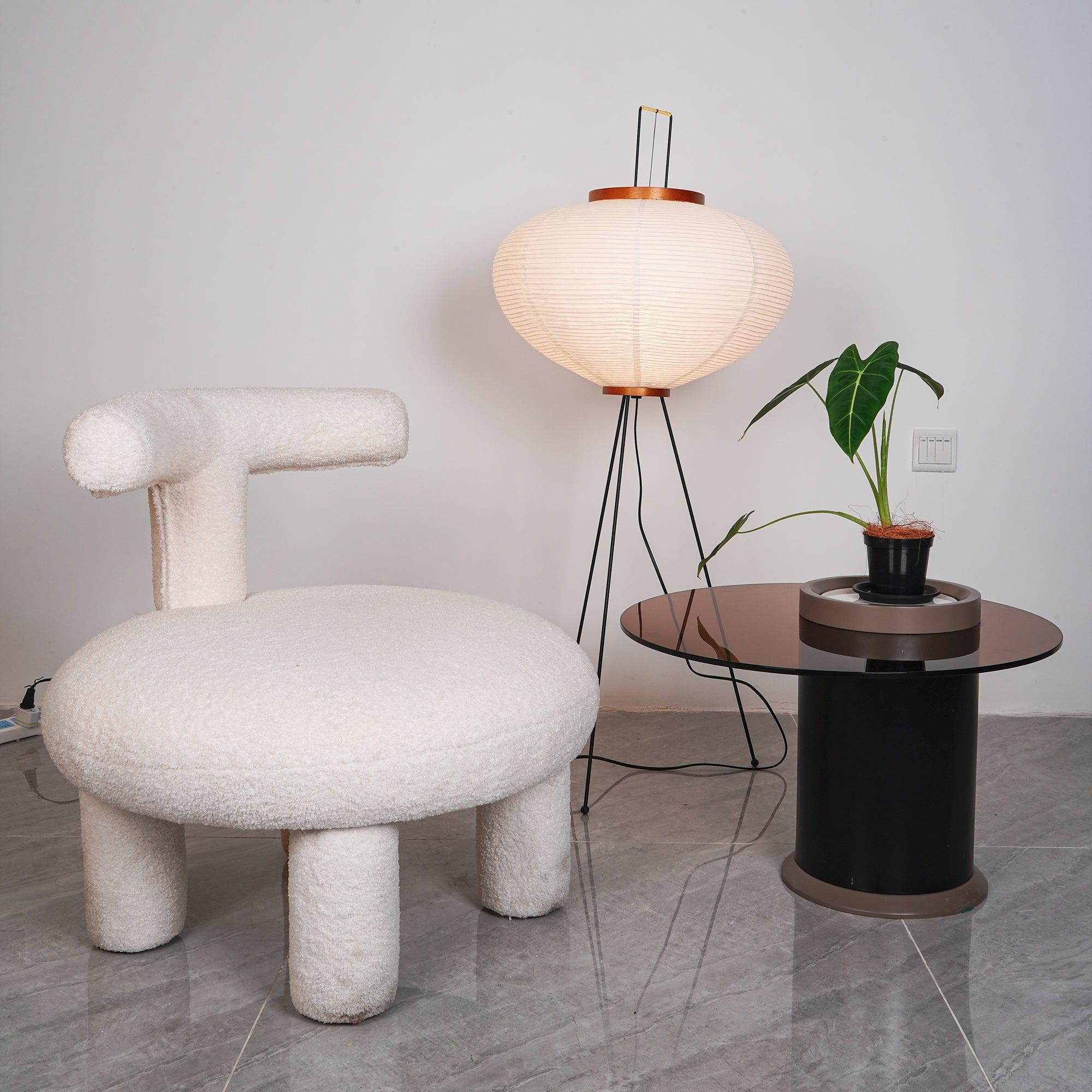 Japanese Rice Paper Floor Lamp Sculptural Mulberry Paper Standing Lantern Lighting