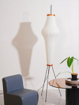 Japanese Rice Paper Floor Lamp Sculptural Mulberry Paper Standing Lantern Lighting
