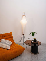 Japanese Rice Paper Floor Lamp Sculptural Mulberry Paper Standing Lantern Lighting