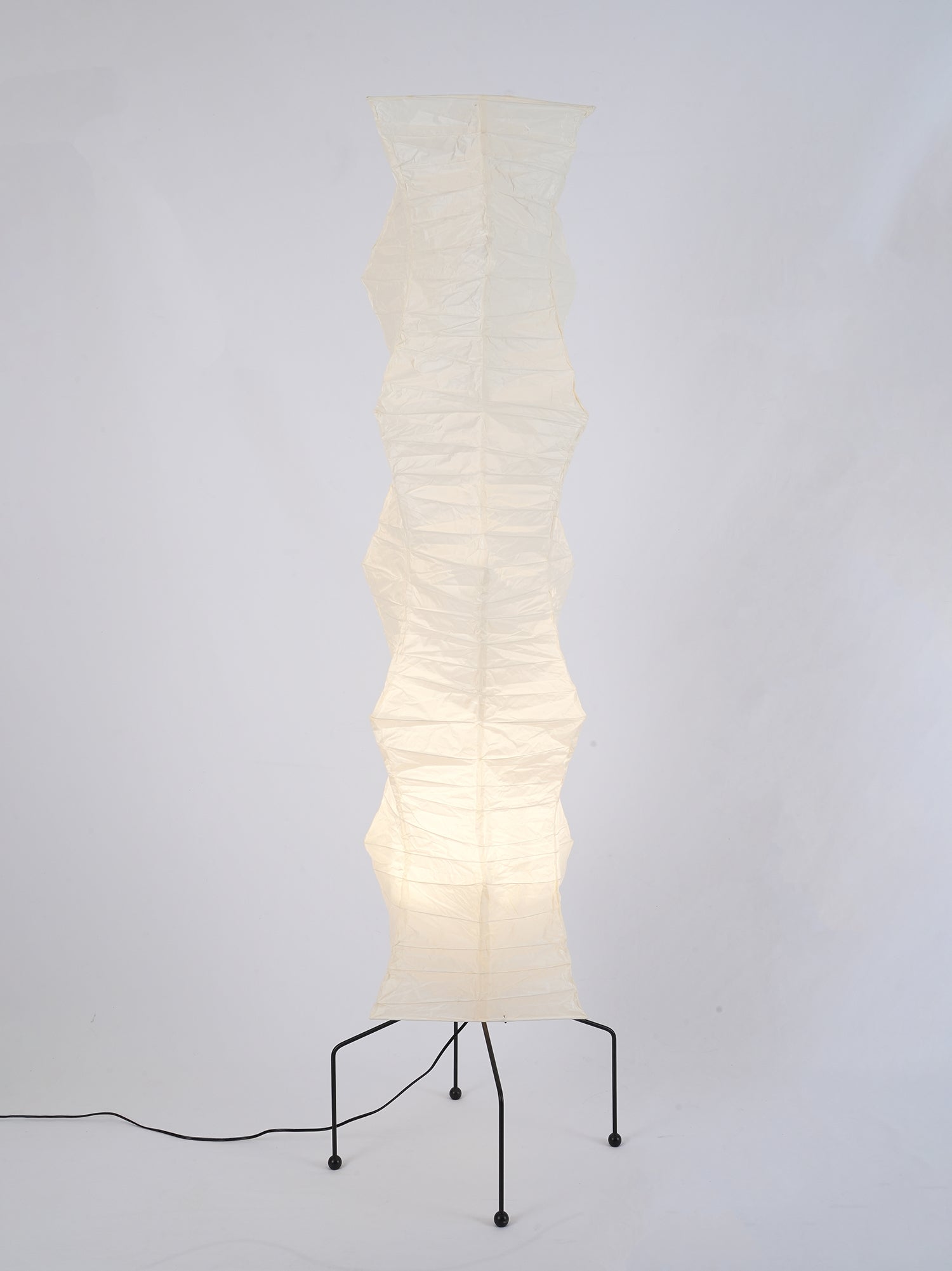Japanese Rice Paper Floor Lamp Sculptural Mulberry Paper Standing Lantern Lighting