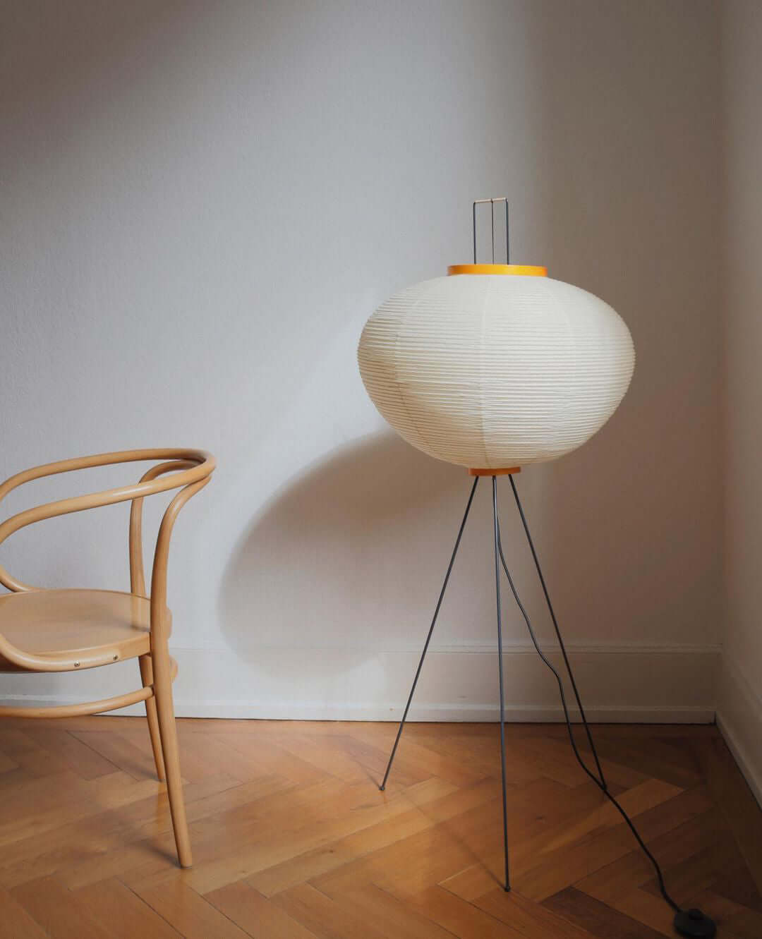 Japanese Rice Paper Floor Lamp Sculptural Mulberry Paper Standing Lantern Lighting