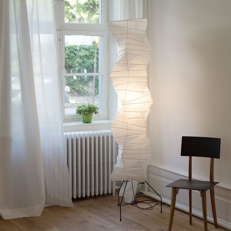 Japanese Rice Paper Floor Lamp Sculptural Mulberry Paper Standing Lantern Lighting