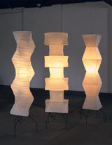 Japanese Rice Paper Floor Lamp Sculptural Mulberry Paper Standing Lantern Lighting