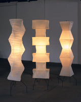 Japanese Rice Paper Floor Lamp Sculptural Mulberry Paper Standing Lantern Lighting