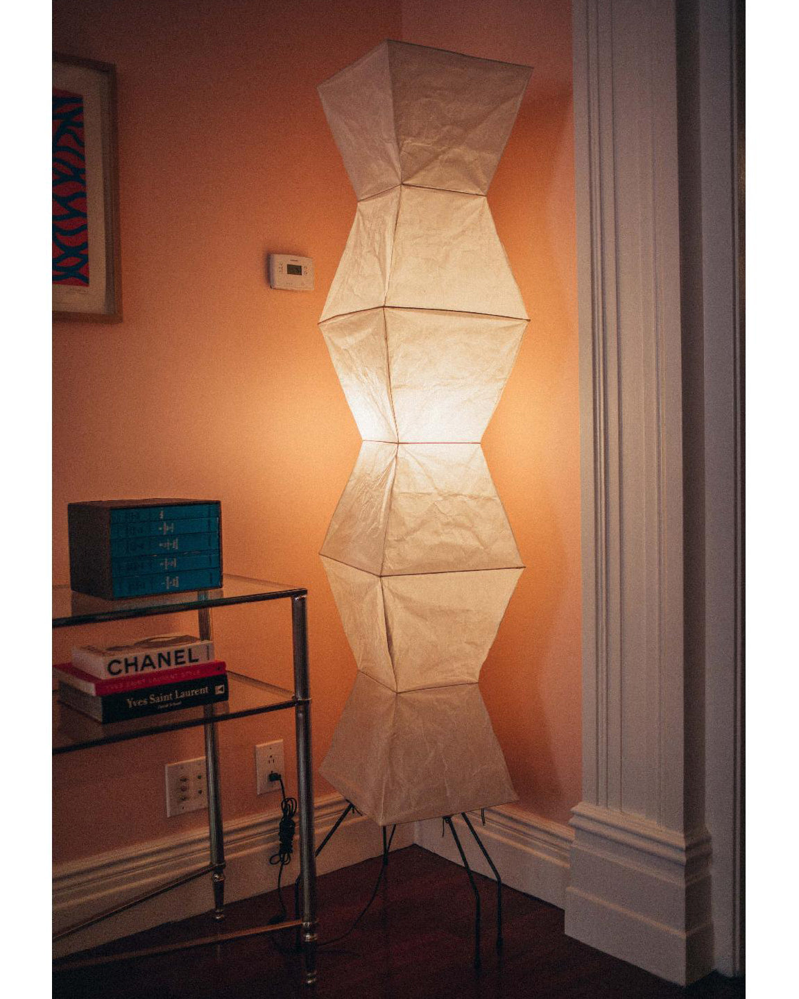 Japanese Rice Paper Floor Lamp Sculptural Mulberry Paper Standing Lantern Lighting