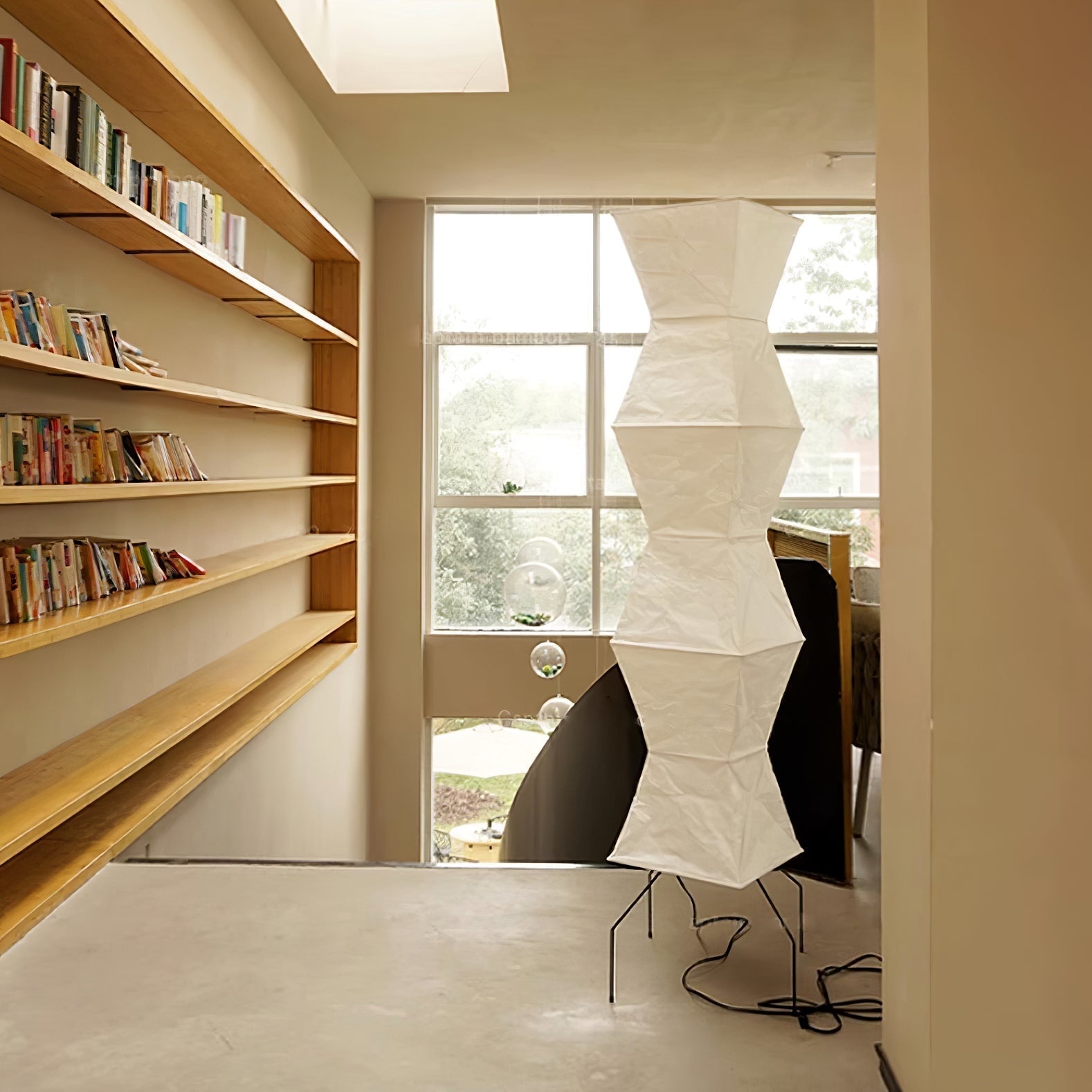 Japanese Rice Paper Floor Lamp Sculptural Mulberry Paper Standing Lantern Lighting