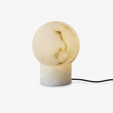 Natural Snowflake Alabaster Sphere Table Lamp for Bedside Reading and Desk Lighting