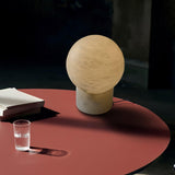 Natural Snowflake Alabaster Sphere Table Lamp for Bedside Reading and Desk Lighting
