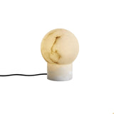 Natural Snowflake Alabaster Sphere Table Lamp for Bedside Reading and Desk Lighting