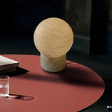 Natural Snowflake Alabaster Sphere Table Lamp for Bedside Reading and Desk Lighting
