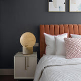 Natural Snowflake Alabaster Sphere Table Lamp for Bedside Reading and Desk Lighting