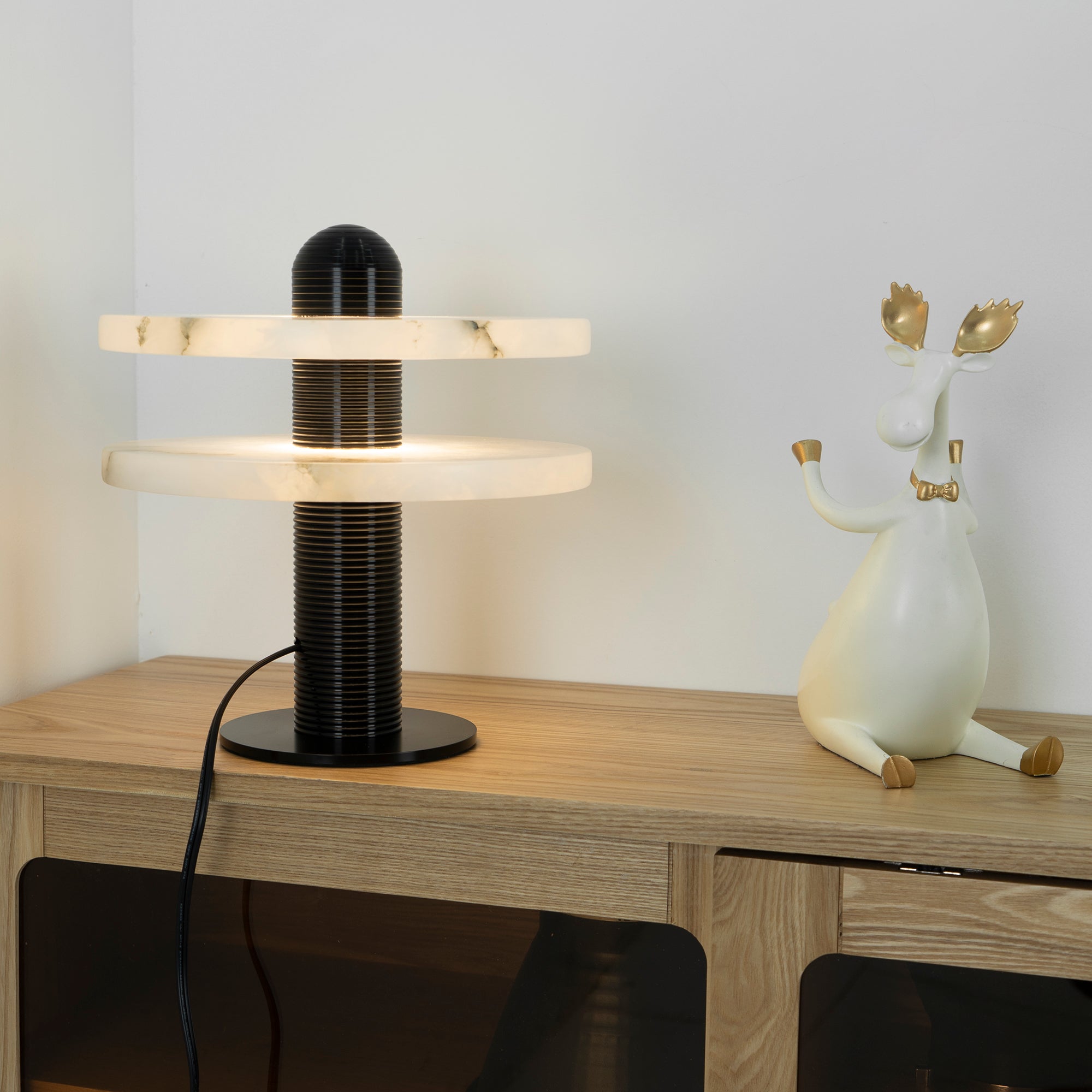 Modern Alabaster Comet LED Table Lamp for Luxury Bedroom and Office Lighting
