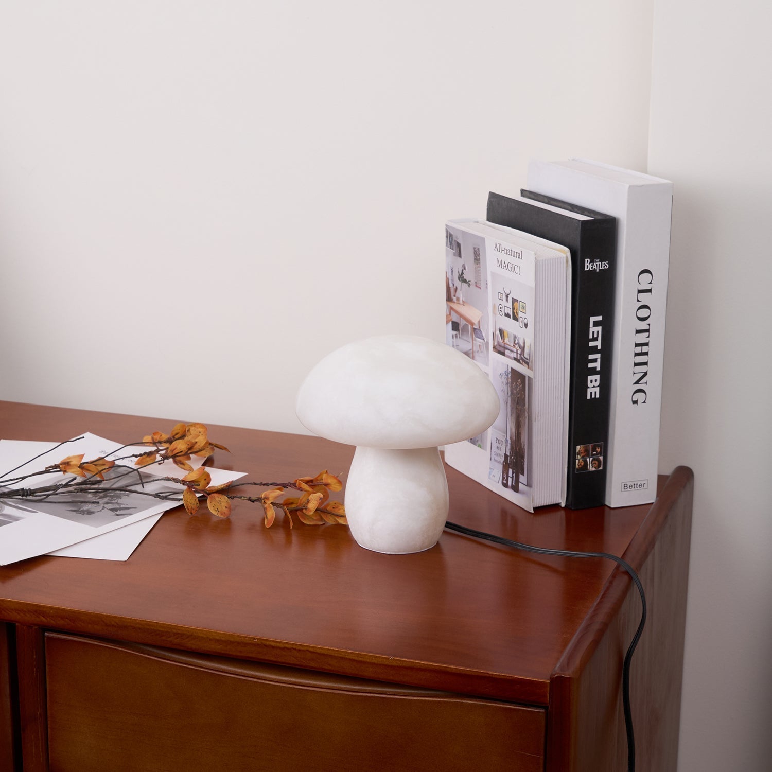 Natural Alabaster Stone Mushroom Table Lamp for Modern Bedroom and Office Decor