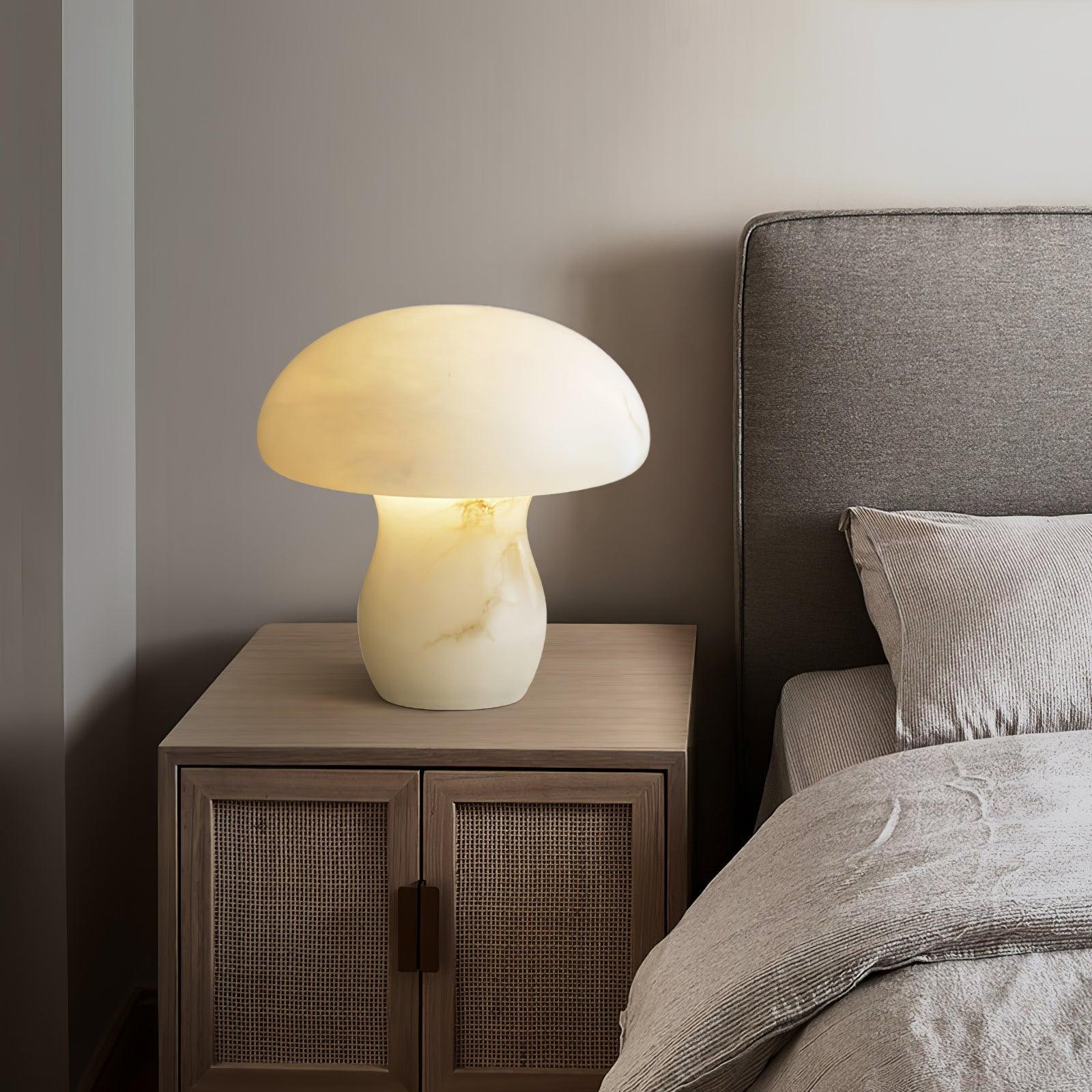 Natural Alabaster Stone Mushroom Table Lamp for Modern Bedroom and Office Decor