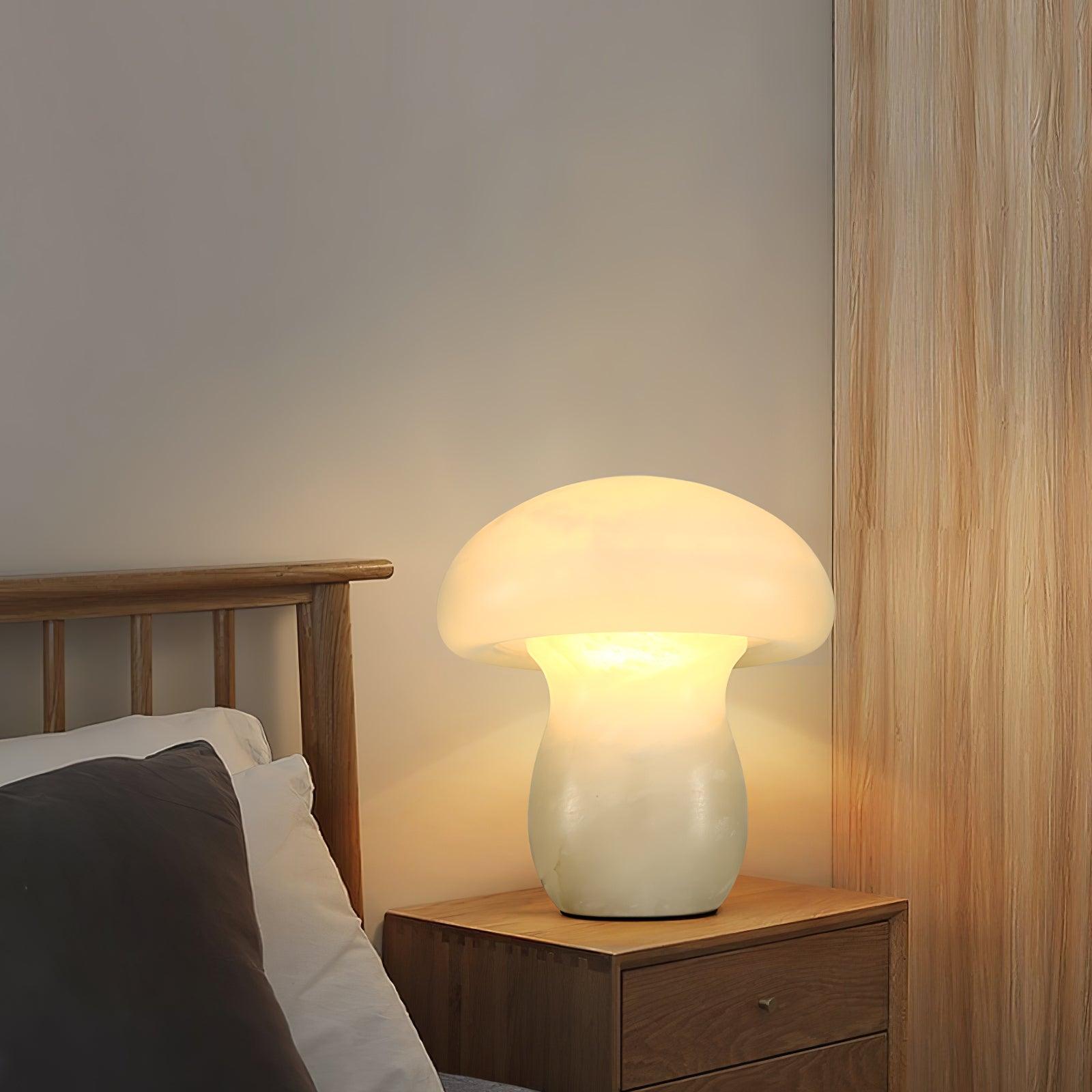 Natural Alabaster Stone Mushroom Table Lamp for Modern Bedroom and Office Decor
