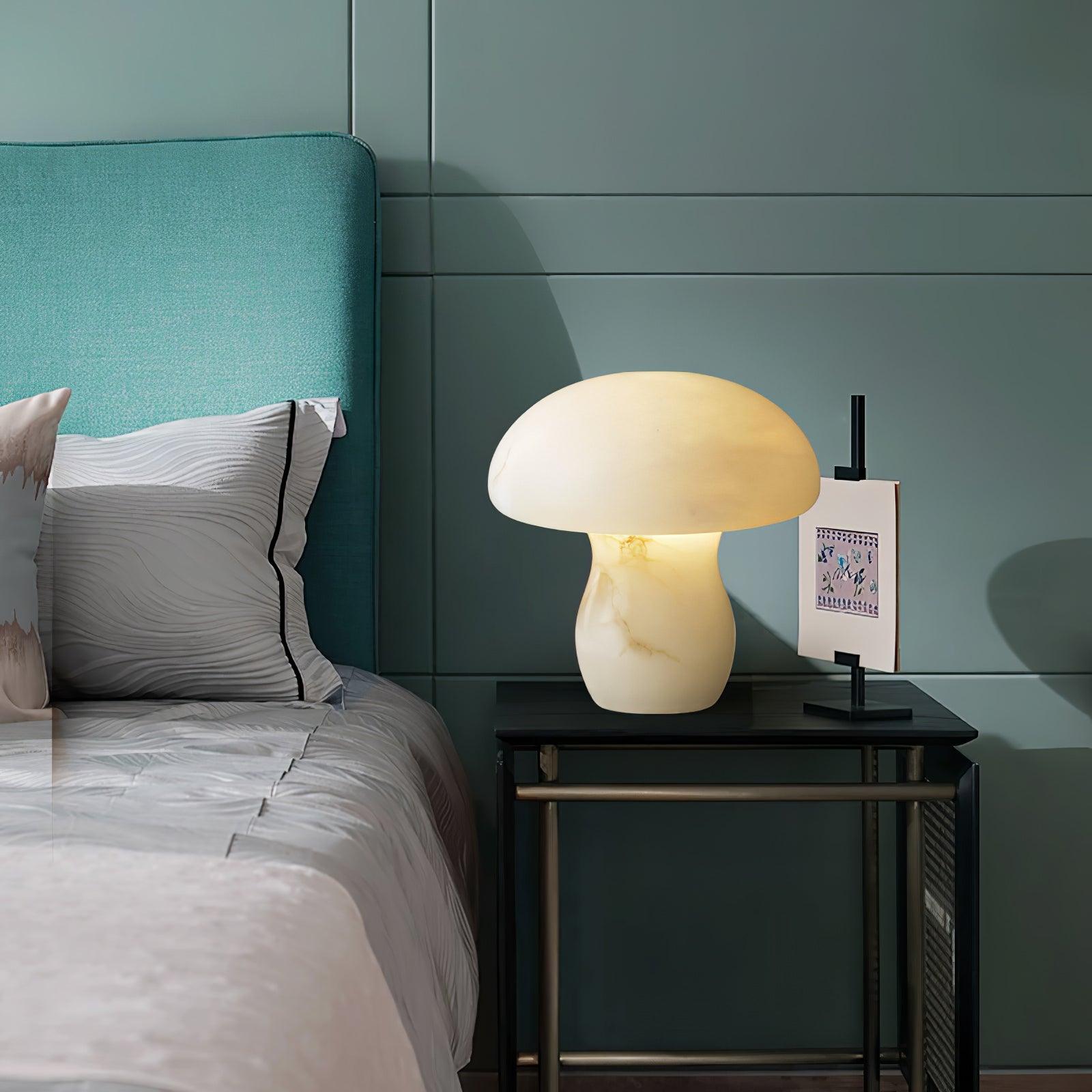 Natural Alabaster Stone Mushroom Table Lamp for Modern Bedroom and Office Decor