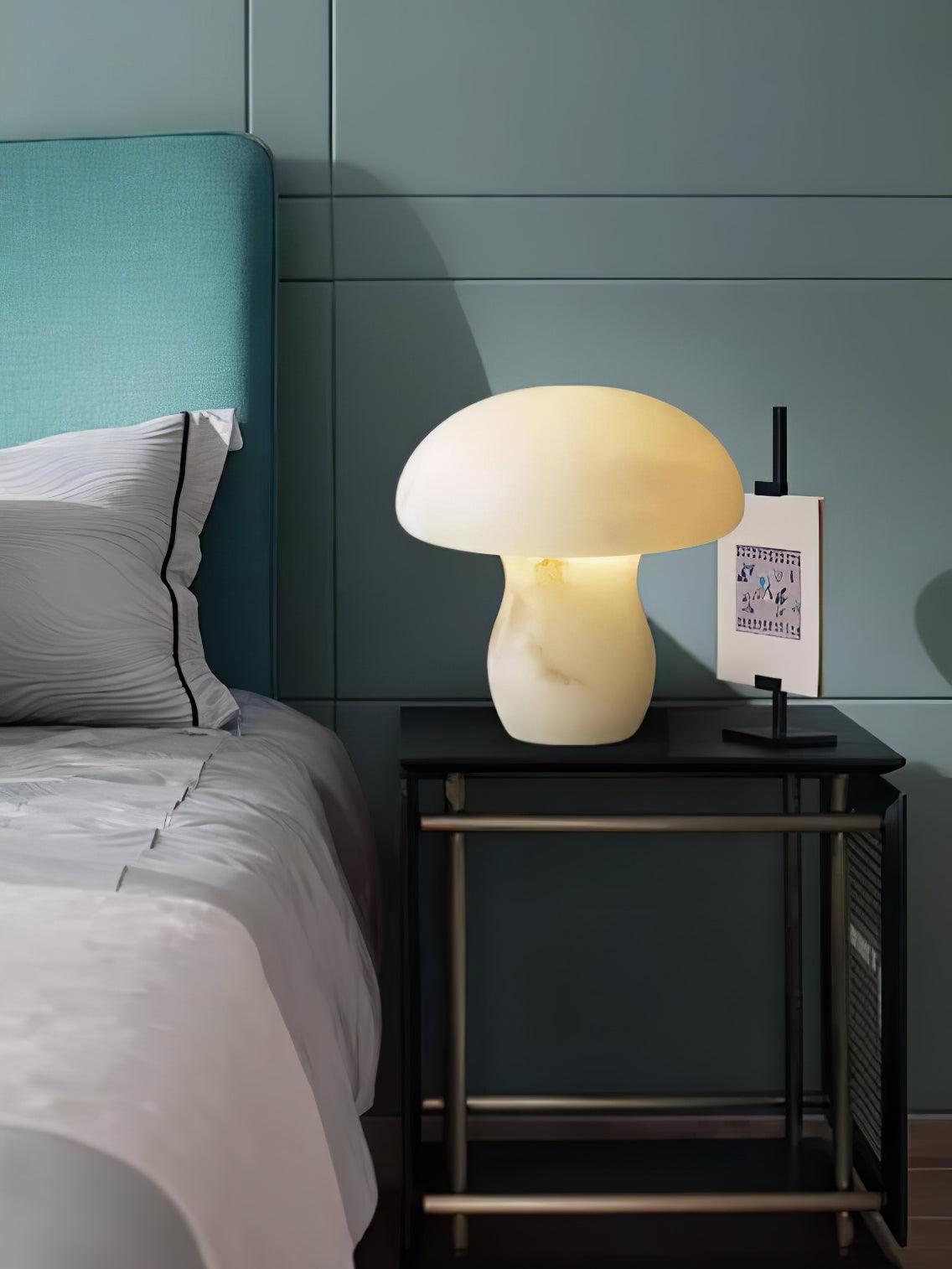 Natural Alabaster Stone Mushroom Table Lamp for Modern Bedroom and Office Decor
