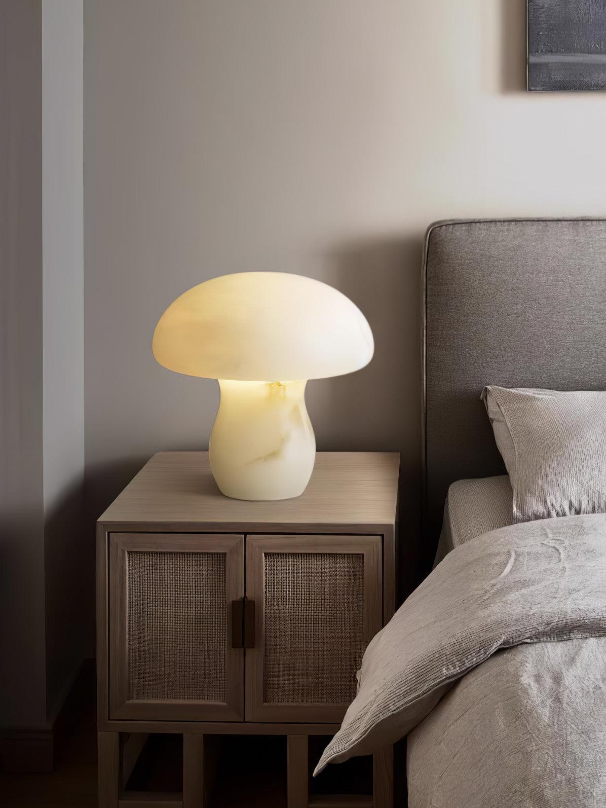 Natural Alabaster Stone Mushroom Table Lamp for Modern Bedroom and Office Decor