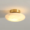 Natural Alabaster Stone Oval Ceiling Lamp with Brass Base and Integrated LED