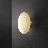 Natural Alabaster Stone Oval Ceiling Lamp with Brass Base and Integrated LED
