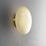 Natural Alabaster Stone Oval Ceiling Lamp with Brass Base and Integrated LED
