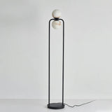 Modern Alabaster Tribeca Standing Floor Lamp with Natural Stone Shade and Black Metal Frame