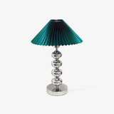 Aleisha Modern Pleated Fabric Shade Table Lamp with Chrome Base for Bedroom and Living Room