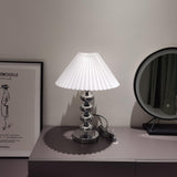 Aleisha Modern Pleated Fabric Shade Table Lamp with Chrome Base for Bedroom and Living Room